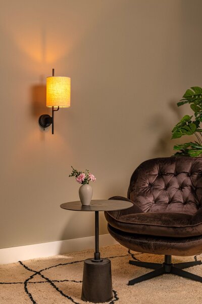 Wandlampe Stoffschirm Metall Beige Schwarz E27 H:50 cm