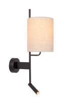 Wandlampe Stoff Metall Beige Schwarz Lesen E27 H:58 cm