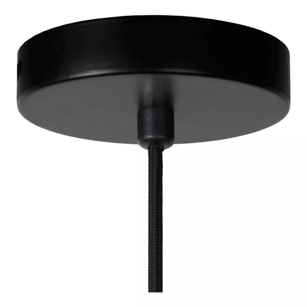 Runde Hängelampe Bambus Metall Schwarz E27 Ø42 cm