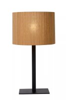Runde Tischlampe Bambus Metall Schwarz E27 52 cm hoch
