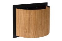 Wandleuchte Bambus Metall Schwarz E27 T:15 cm blendarm