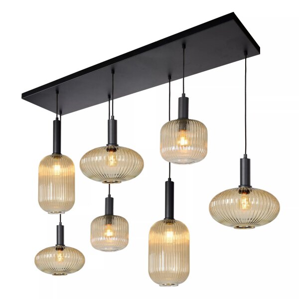 Hängelampe Glas Metall Bernstein Schwarz E27 150 cm