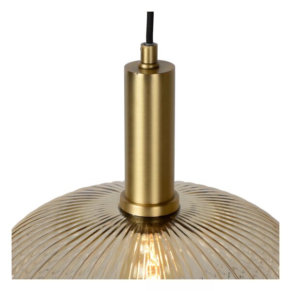 Runde Hängelampe Glas Metall Bernstein Gold E27 Ø30 cm