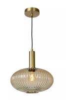 Runde Hängelampe Glas Metall Bernstein Gold E27...