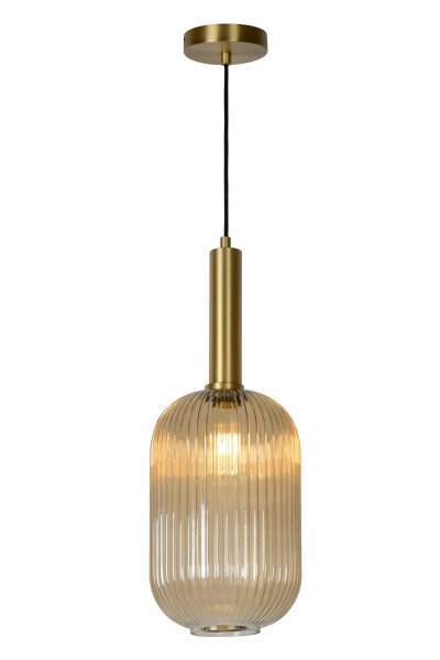 Runde Hängelampe Glas Metall Bernstein Gold E27 Ø20 cm