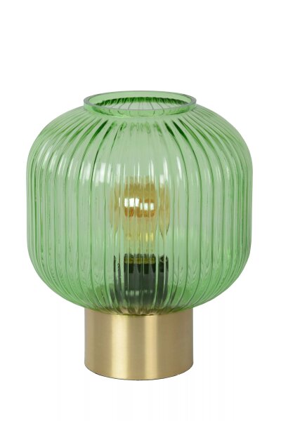 Tischlampe Glasschirm Metall Grün Gold E27 24,5 cm