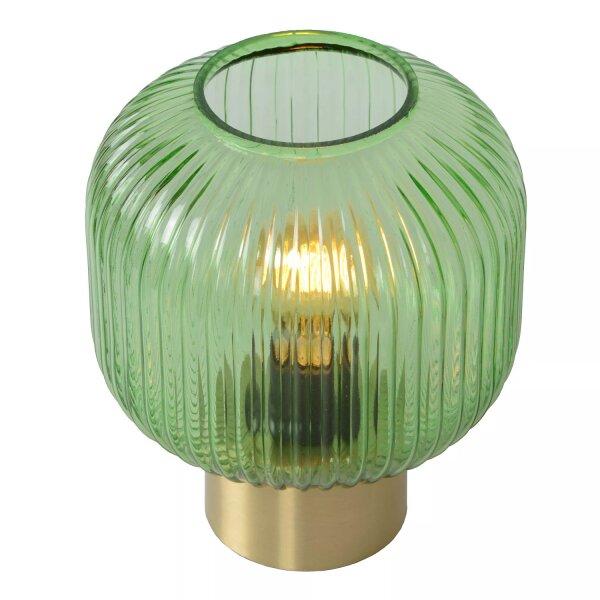 Tischlampe Glasschirm Metall Grün Gold E27 24,5 cm