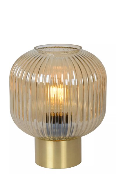 Tischlampe Glasschirm Metall Bernstein Gold E27 24,5 cm