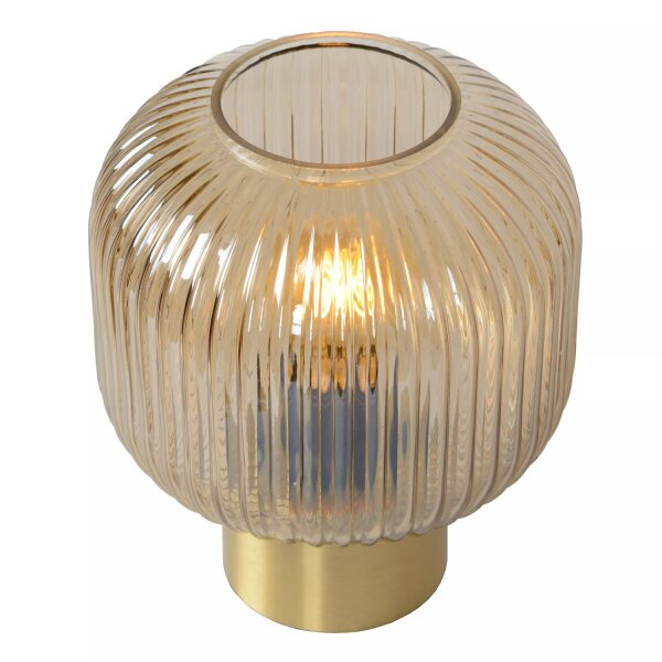 Tischlampe Glasschirm Metall Bernstein Gold E27 24,5 cm