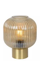 Tischlampe Glasschirm Metall Bernstein Gold E27 24,5 cm