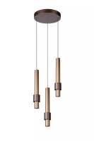 LED Hängeleuchte Gold Kaffeebraun B:28 cm 2700 K 3-flmg