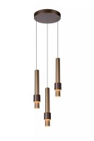 LED Hängeleuchte Gold Kaffeebraun B:28 cm 2700 K 3-flmg