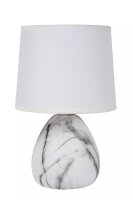 Tischlampe Stoff Keramik Marmor Optik Weiß E14 25,5 cm