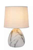 Tischlampe Stoff Keramik Marmor Optik Weiß E14 25,5 cm