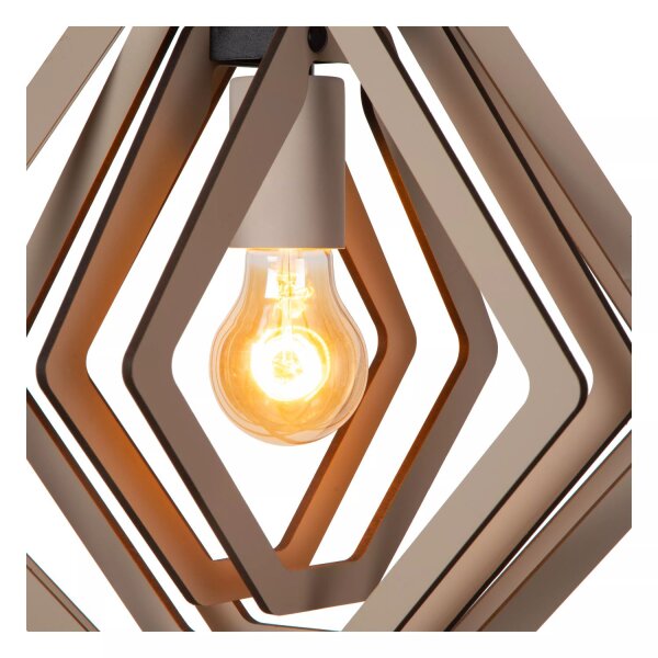 Verspielte Hängelampe Kinder Holz Taupe Ø33,5 cm E27