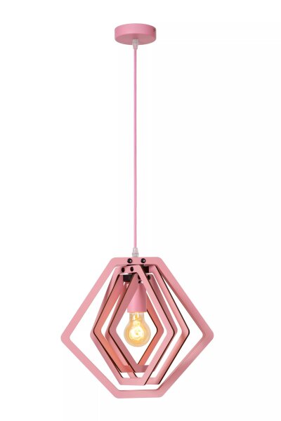 Verspielte Hängelampe Kinder Holz Pink Ø33,5 cm E27