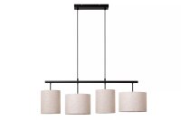 Hängelampe Stoff Metall Beige Schwarz 107 cm E27 4-flmg