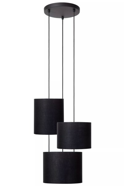 Hängelampe Stoff Metall Schwarz B:46 cm E27 3-flammig
