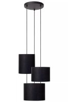 Hängelampe Stoff Metall Schwarz B:46 cm E27 3-flammig