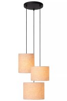 Hängelampe Stoff Metall Beige Schwarz B:46 cm E27
