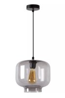 Pendelleuchte Rauchglas Metall Schwarz E27 rund...