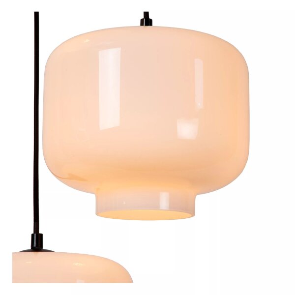 Pendelleuchte Glas Metall Weiß Schwarz E27 L:90 cm