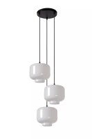 Pendelleuchte Glas Metall Weiß Schwarz E27 B:46 cm