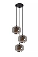 H&auml;ngeleuchte Rauchglas Metall Wei&szlig; Schwarz E27 L:46 cm