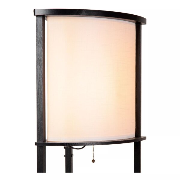 Stehlampe Holz Stoff Schwarz Beige Schalter E27 162 cm