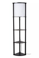 Stehlampe Holz Stoff Schwarz Beige Schalter E27 162 cm
