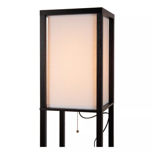 Stehlampe Holz Stoff Beige Ladeplattform E27 162 cm