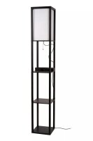 Stehlampe Holz Stoff Beige Ladeplattform E27 162 cm
