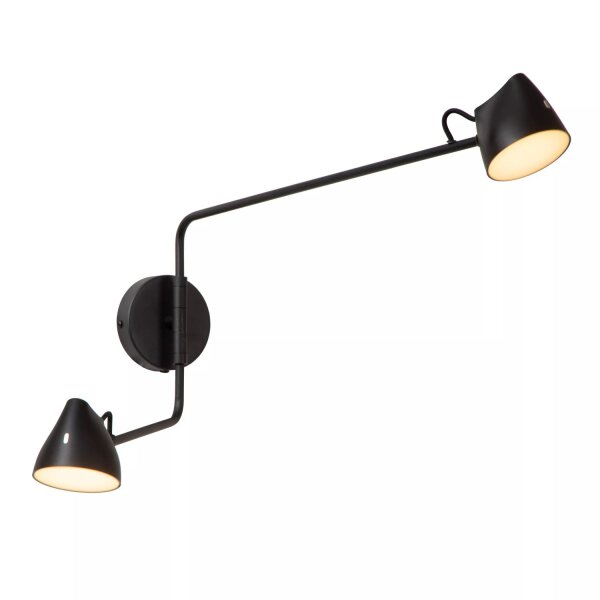 LED Wandspot flexibel Schwarz H:54 cm 2700 K 2-flammig