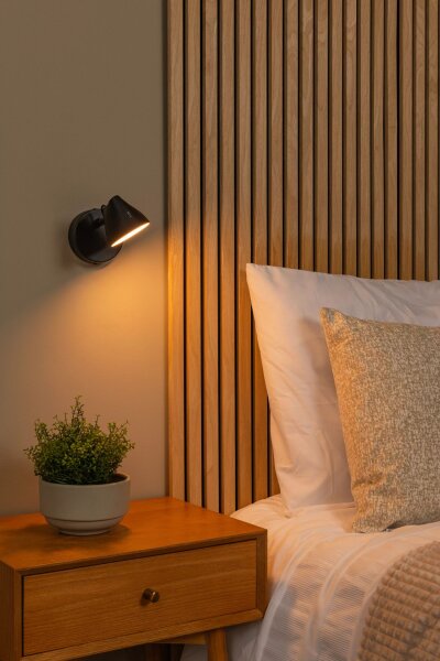 LED Wandstrahler Schwarz T:16,5 cm 2700 K beweglich