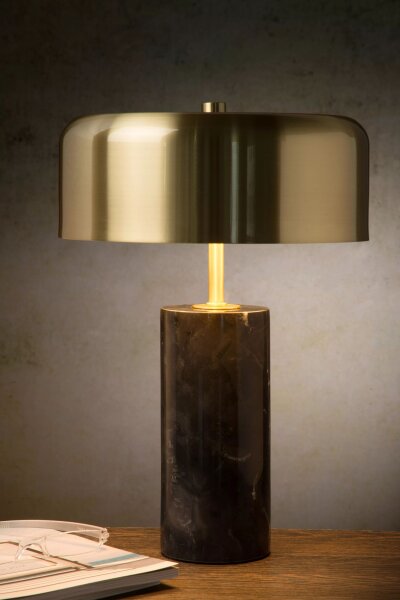 Tischleuchte Marmor Metall Schwarz Gold 36,5 cm 3-flmg
