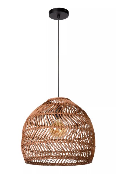 Natürliche Pendelleuchte Rattan Ockergelb Ø40 cm rund