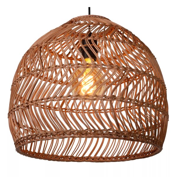 Natürliche Pendelleuchte Rattan Ockergelb Ø40 cm rund