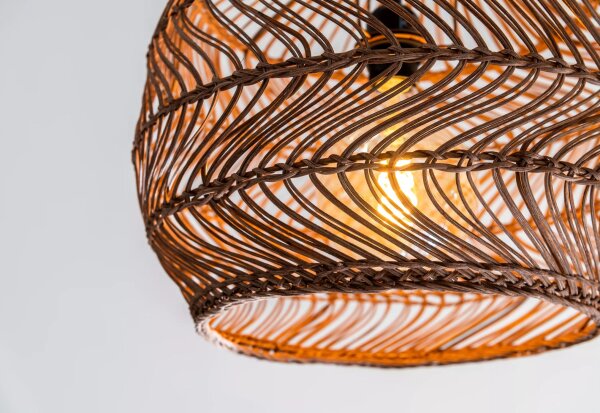 Natürliche Pendelleuchte Rattan Ockergelb Ø40 cm rund