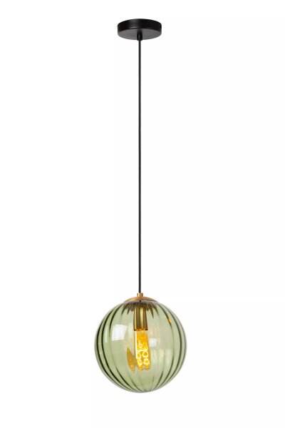 Runde Hängelampe Glaskugel Grün E27 Ø25 cm blendarm