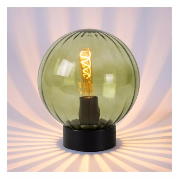 Runde Tischlampe Glaskugel Grün E27 29 cm blendarm
