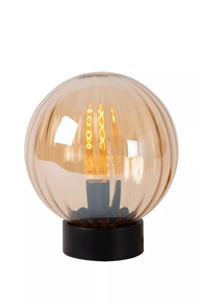 Runde Tischlampe Glaskugel Bernstein E27 29 cm blendarm