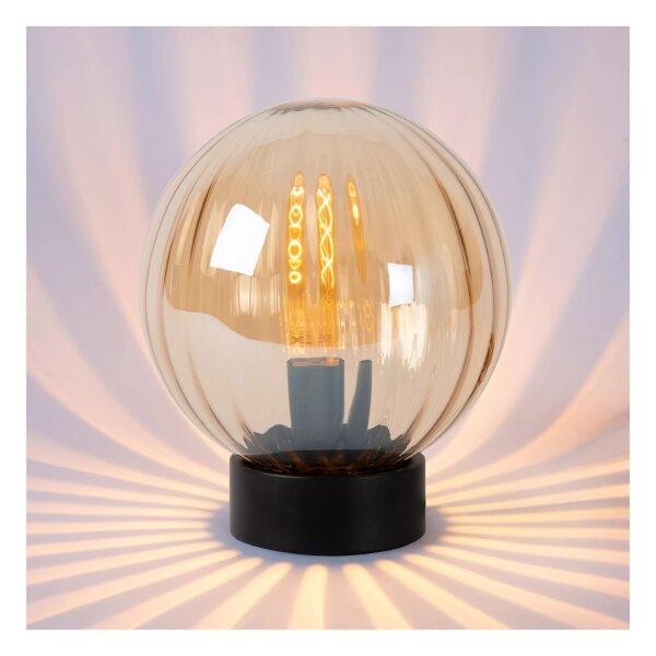Runde Tischlampe Glaskugel Bernstein E27 29 cm blendarm