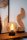Runde Tischlampe Glaskugel Bernstein E27 29 cm blendarm
