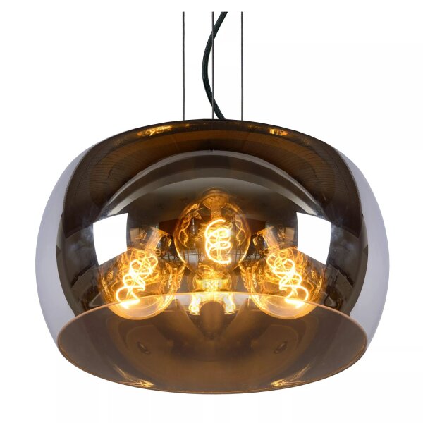 Hängelampe Rauchglas Metall Schwarz Ø40 cm rund E27