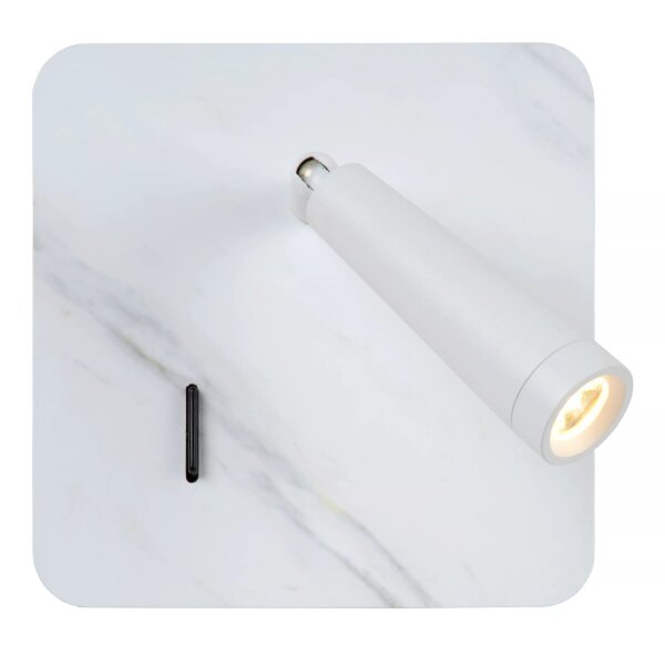 LED Wandspot Holz in Marmor USB H:15 cm 3000 K flexibel