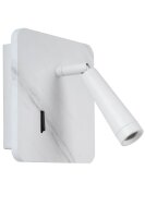 LED Wandspot Holz in Marmor USB H:15 cm 3000 K flexibel