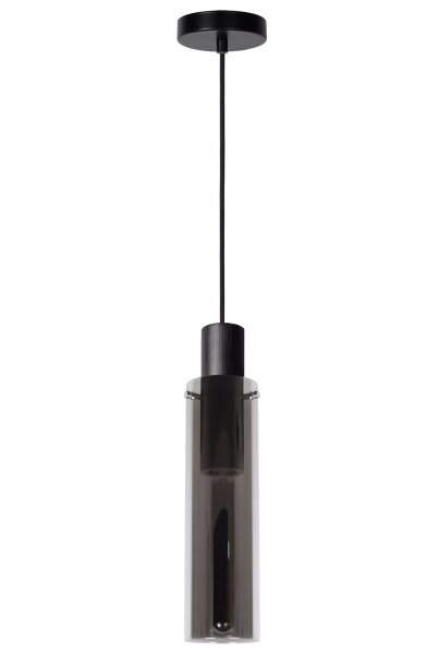 Runde Hängelampe Glas Metall Rauchgrau Schwarz Ø10 cm