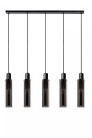 Lange Hängelampe Glas Metall Rauchgrau Schwarz 112 cm