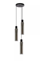 H&auml;ngelampe Rauchglas Metall Schwarz L:32 cm E27 3-flmg