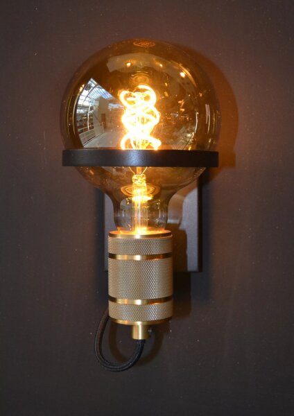 Wandlampe Metall Schwarz Gold H:21,8 cm E27 Vintage
